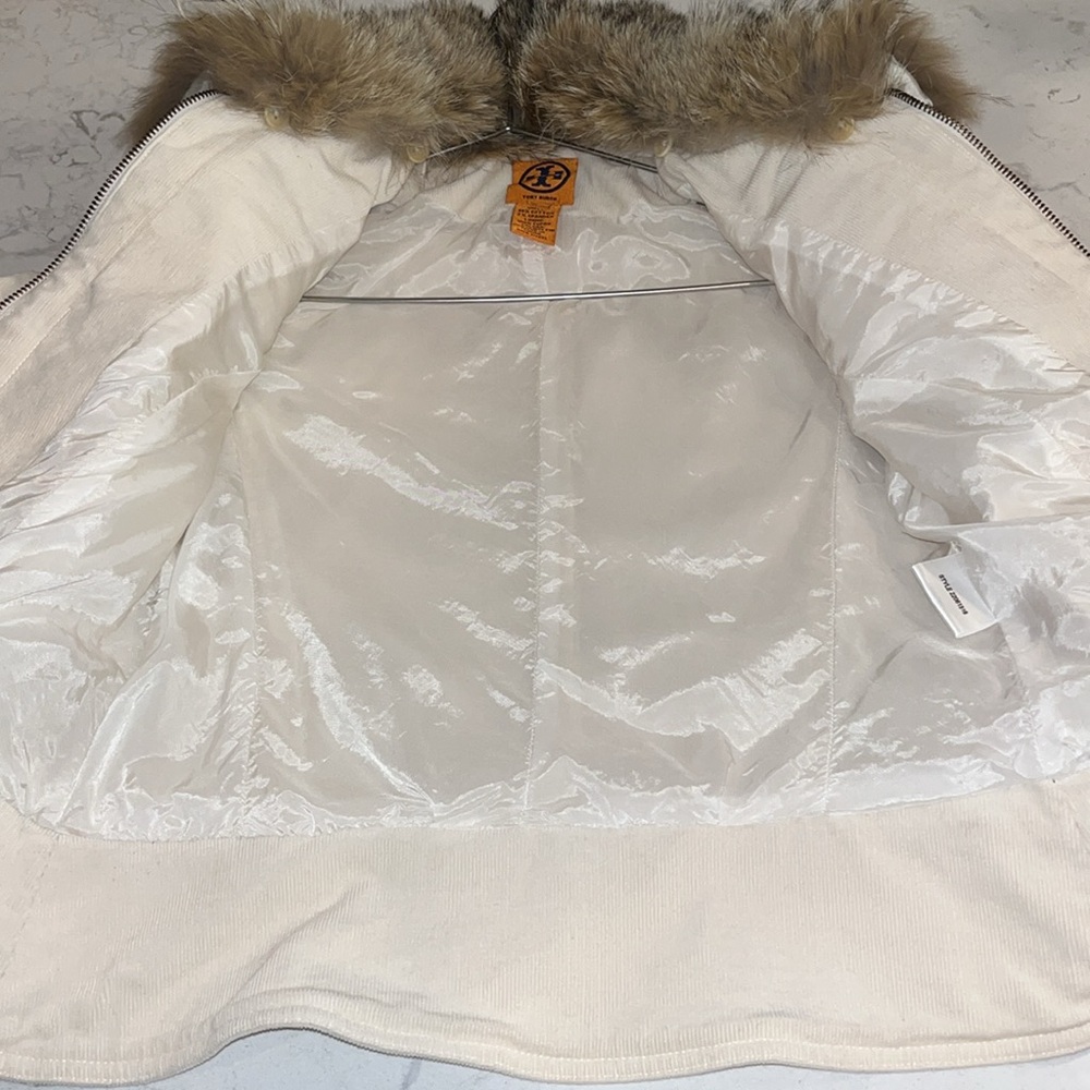 Tory Burch sz 4 Military Style Fur Collar Corduroy Jacket - Picture 6 of 12